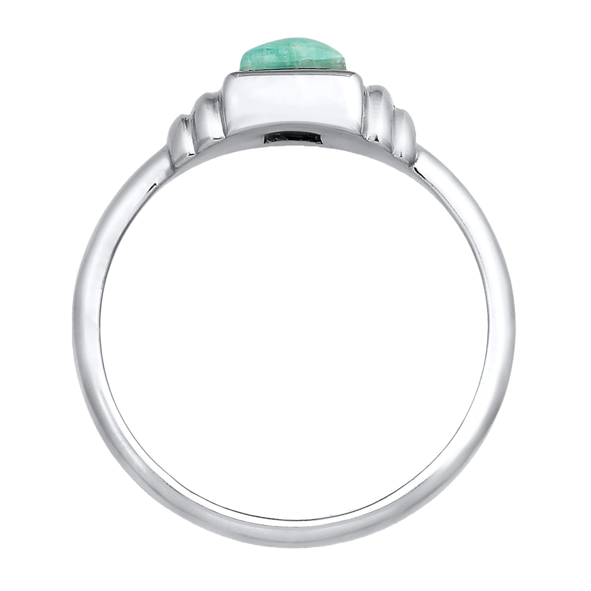 Silber - Elli PREMIUM | Siegelring Quadrat Vintage | Amazonit (Blau) | 925er Sterling Silber