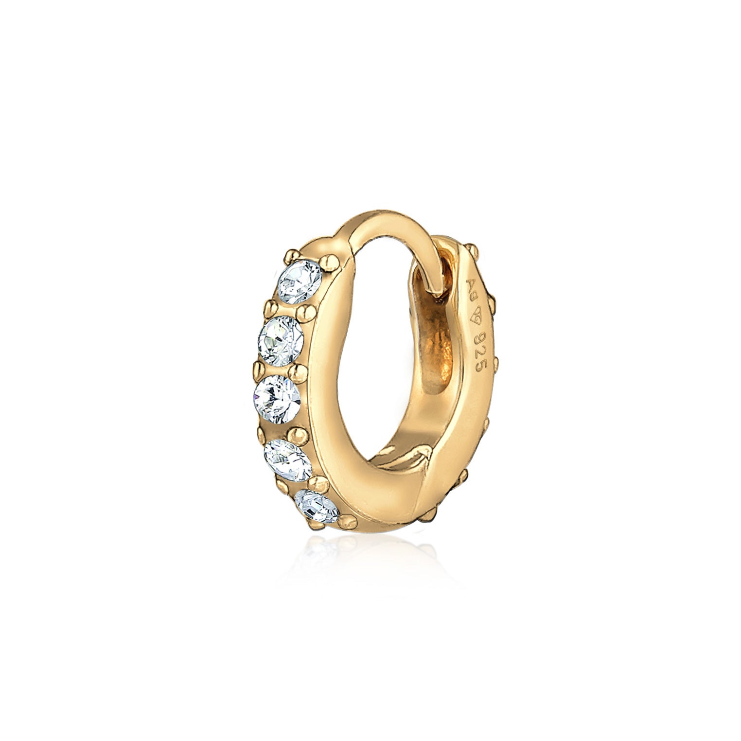 Gold - Elli | Creole | Mit Kristallen von Swarovski® (Weiß) | 925er Sterling Silber Vergoldet