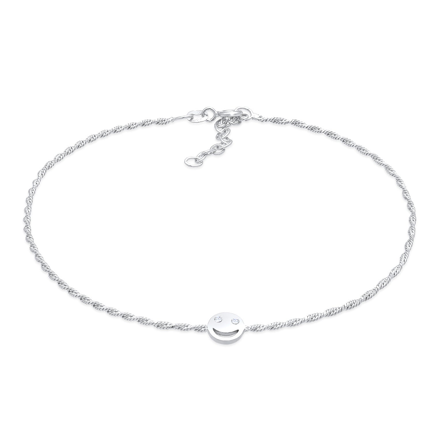 Silber - Elli | Fußkettchen Smiling | Mit Kristallen von Swarovski® (Weiß) | 925er Sterling Silber