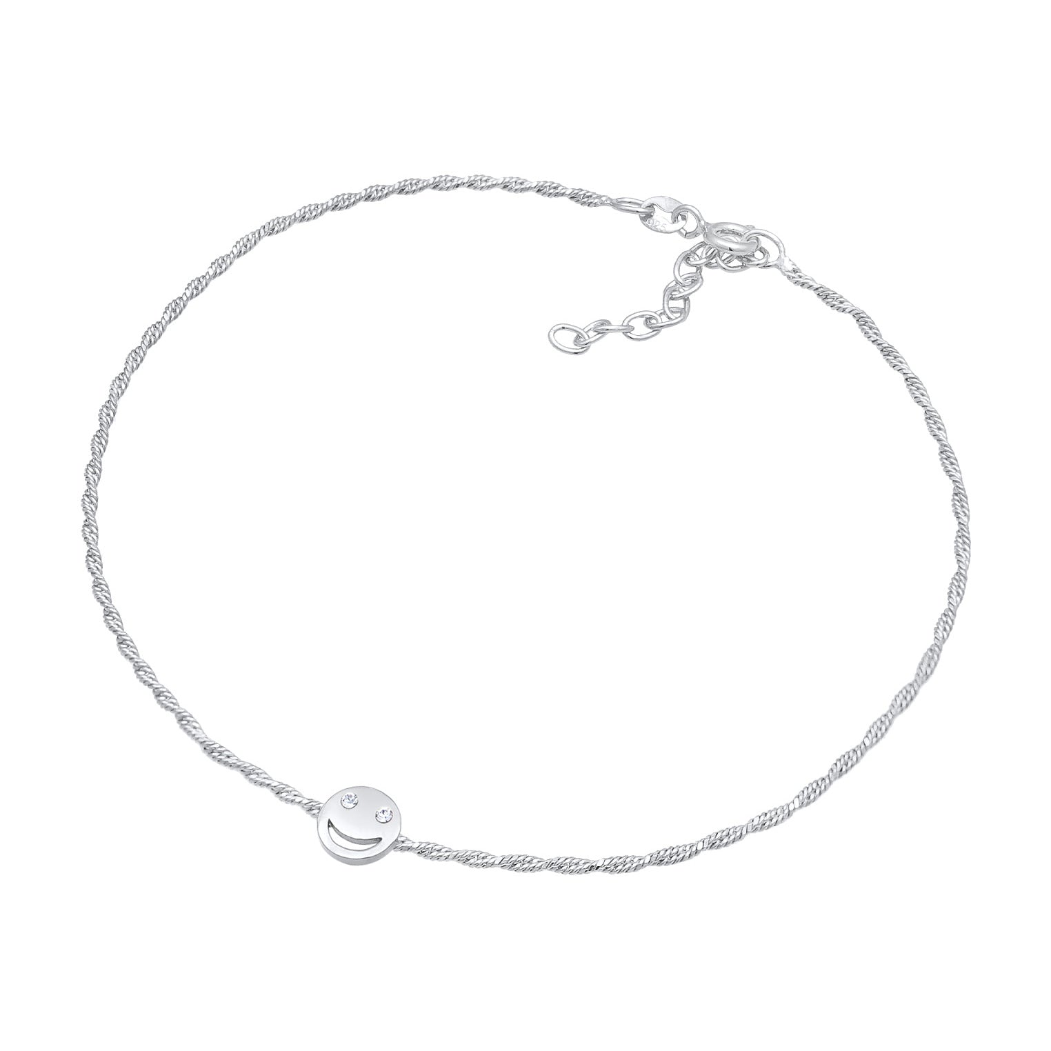Silber - Elli | Fußkettchen Smiling | Mit Kristallen von Swarovski® (Weiß) | 925er Sterling Silber