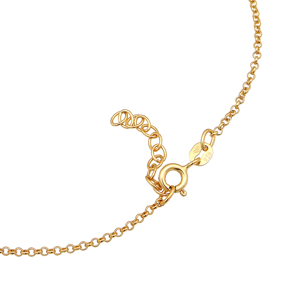 Gold - Elli | Fußkettchen Plättchen | Mit Kristallen von Swarovski® (Weiß) | 925er Sterling Silber