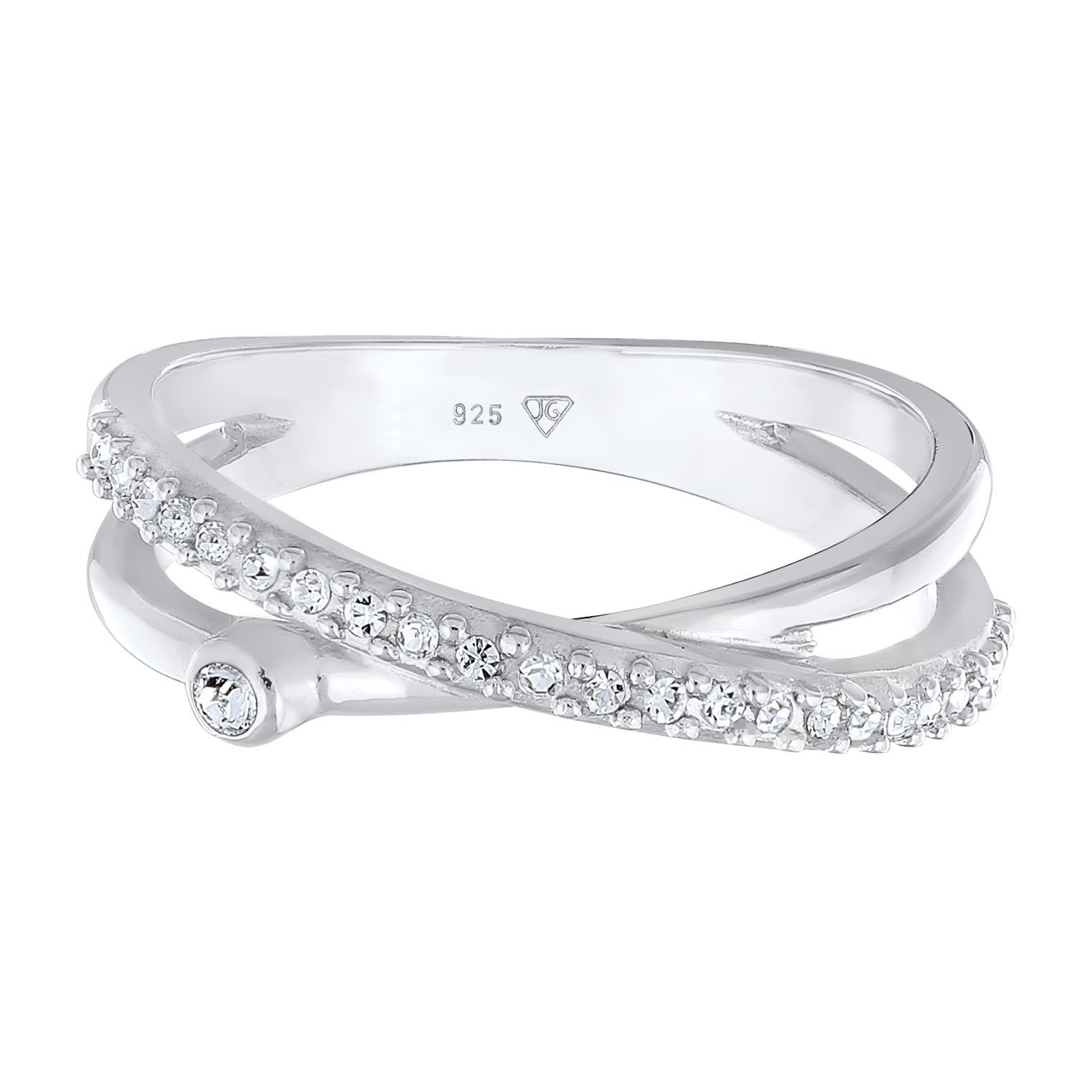 Silber - Elli | Ring Kreuz | Mit Kristallen von Swarovski® (Weiß) | 925er Sterling Silber