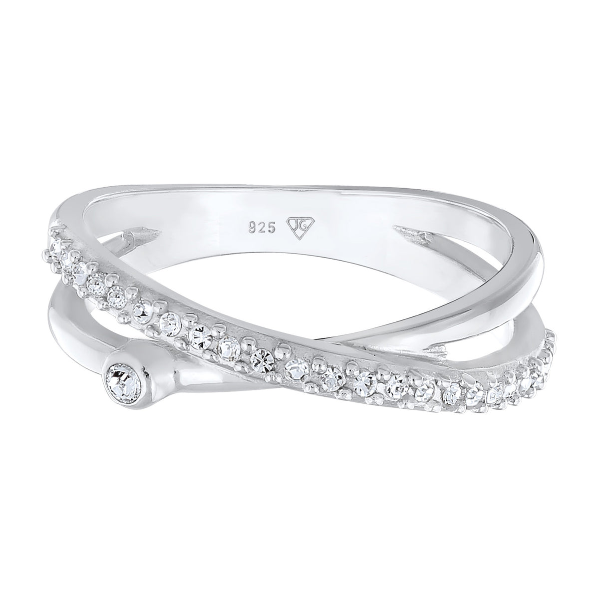 Silber - Elli | Ring Kreuz | Mit Kristallen von Swarovski® (Weiß) | 925er Sterling Silber