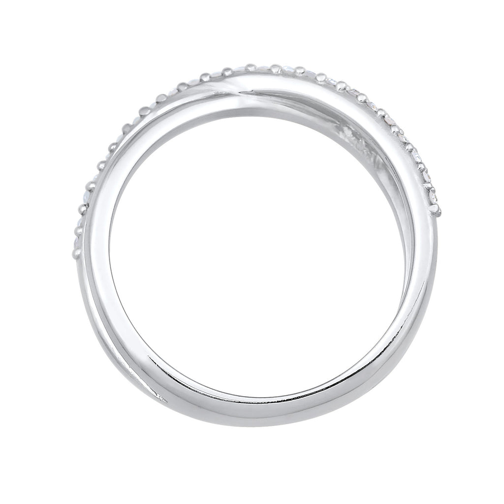 Silber - Elli | Ring Kreuz | Mit Kristallen von Swarovski® (Weiß) | 925er Sterling Silber