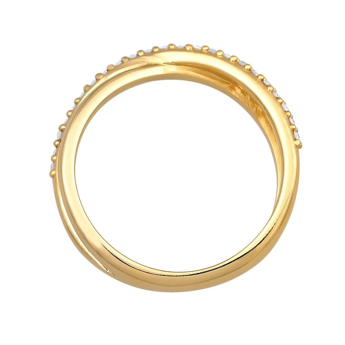 Gold - Elli | Ring Kreuz | Mit Kristallen von Swarovski® (Weiß) | 925er Sterling Silber Vergoldet