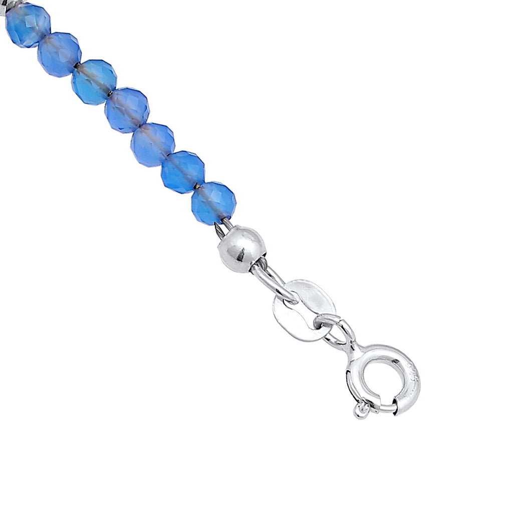 Silber - Elli | Fußkettchen Kugeln | Achat (Blau) | 925er Sterling Silber