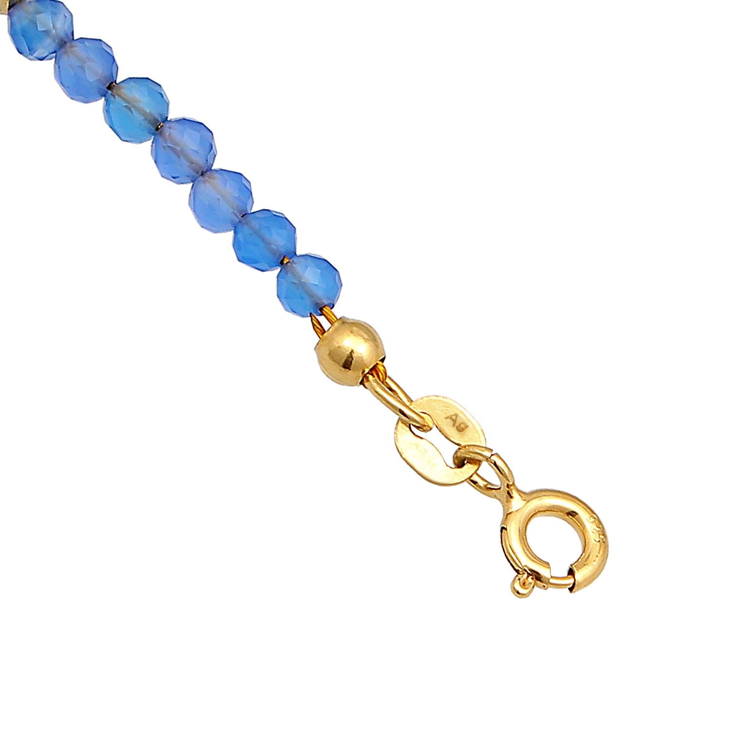 Gold - Elli | Fußkettchen Kugeln | Achat (Blau) | 925er Sterling Silber