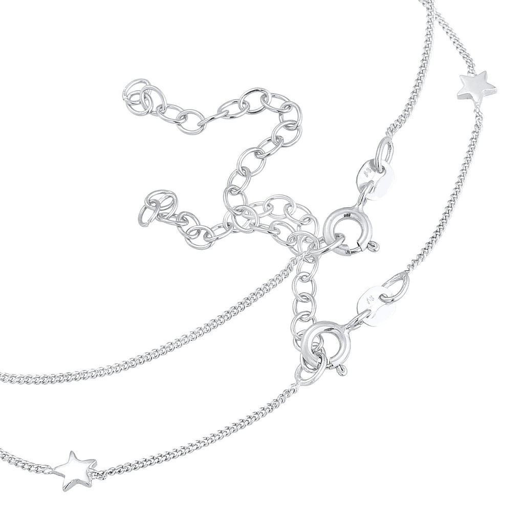 Silber - Elli | Fußkettchen Halbmond Set | 925er Sterling Silber