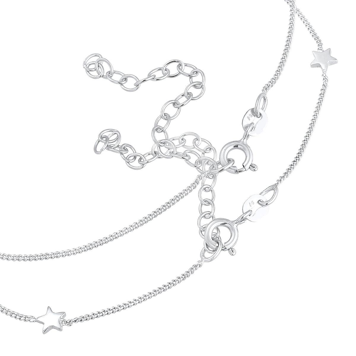 Silber - Elli | Fußkettchen Halbmond Set | 925er Sterling Silber