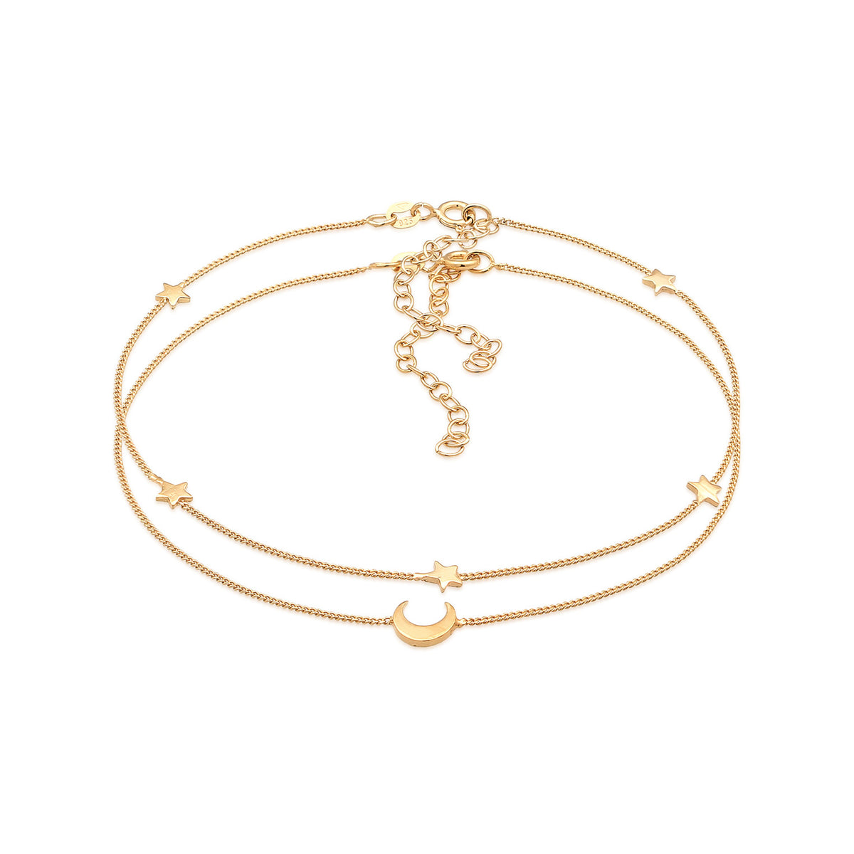 Gold - Elli | Fußkettchen Halbmond Set | 925er Sterling Silber
