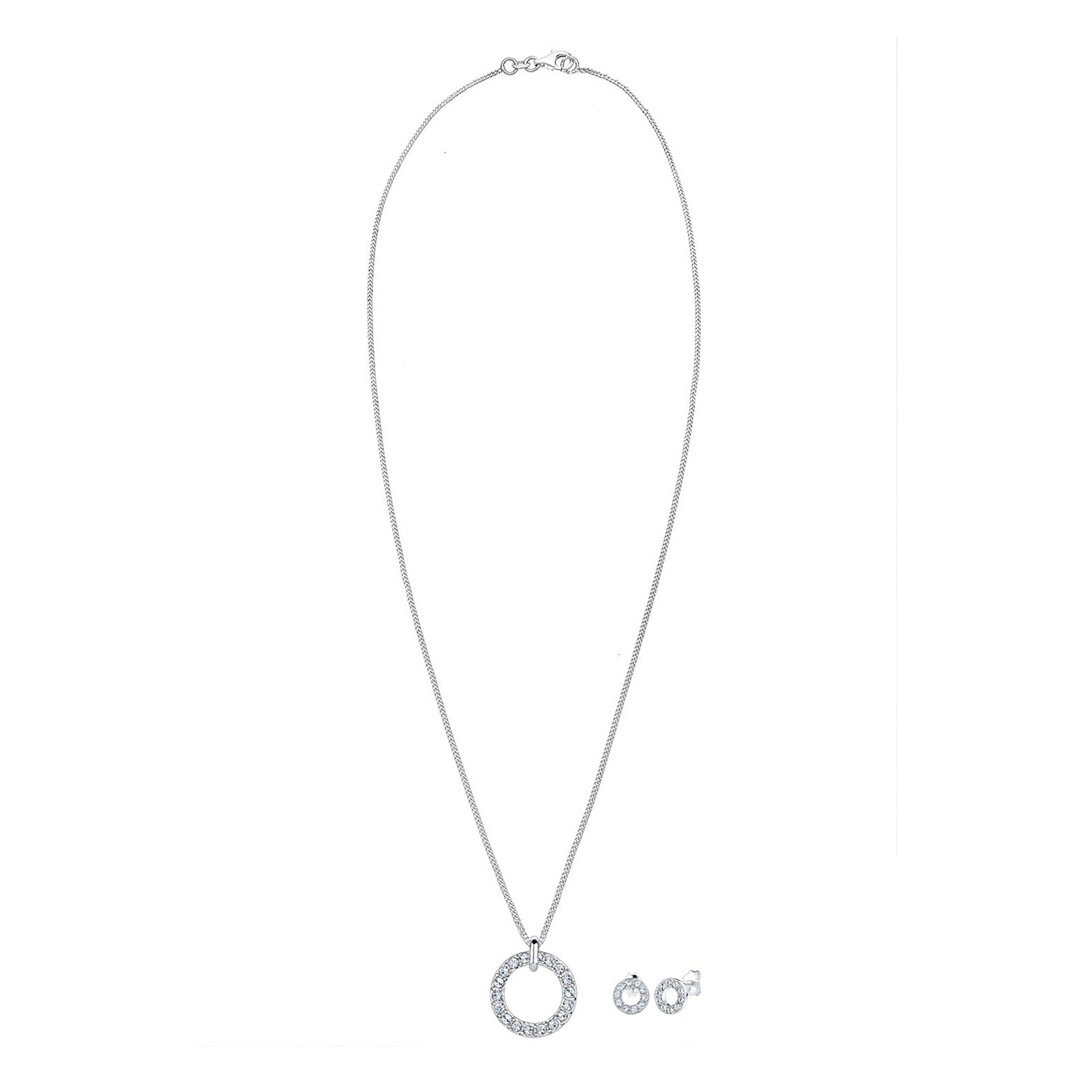 Silber - Elli | Schmuckset Kreis | Mit Kristallen von Swarovski® (Weiß) | 925er Sterling Silber