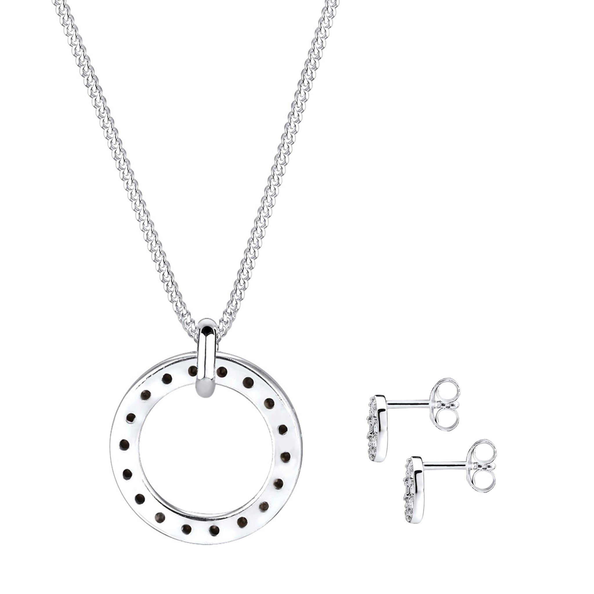 Silber - Elli | Schmuckset Kreis | Mit Kristallen von Swarovski® (Weiß) | 925er Sterling Silber
