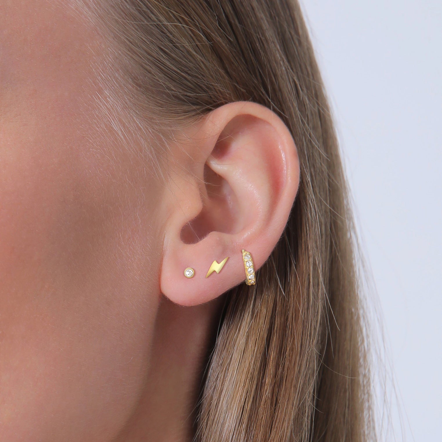 Gold - Elli | Ohrstecker-Set Blitz Trio | Mit Kristallen von Swarovski® (Weiß) | 925er Sterling Silber