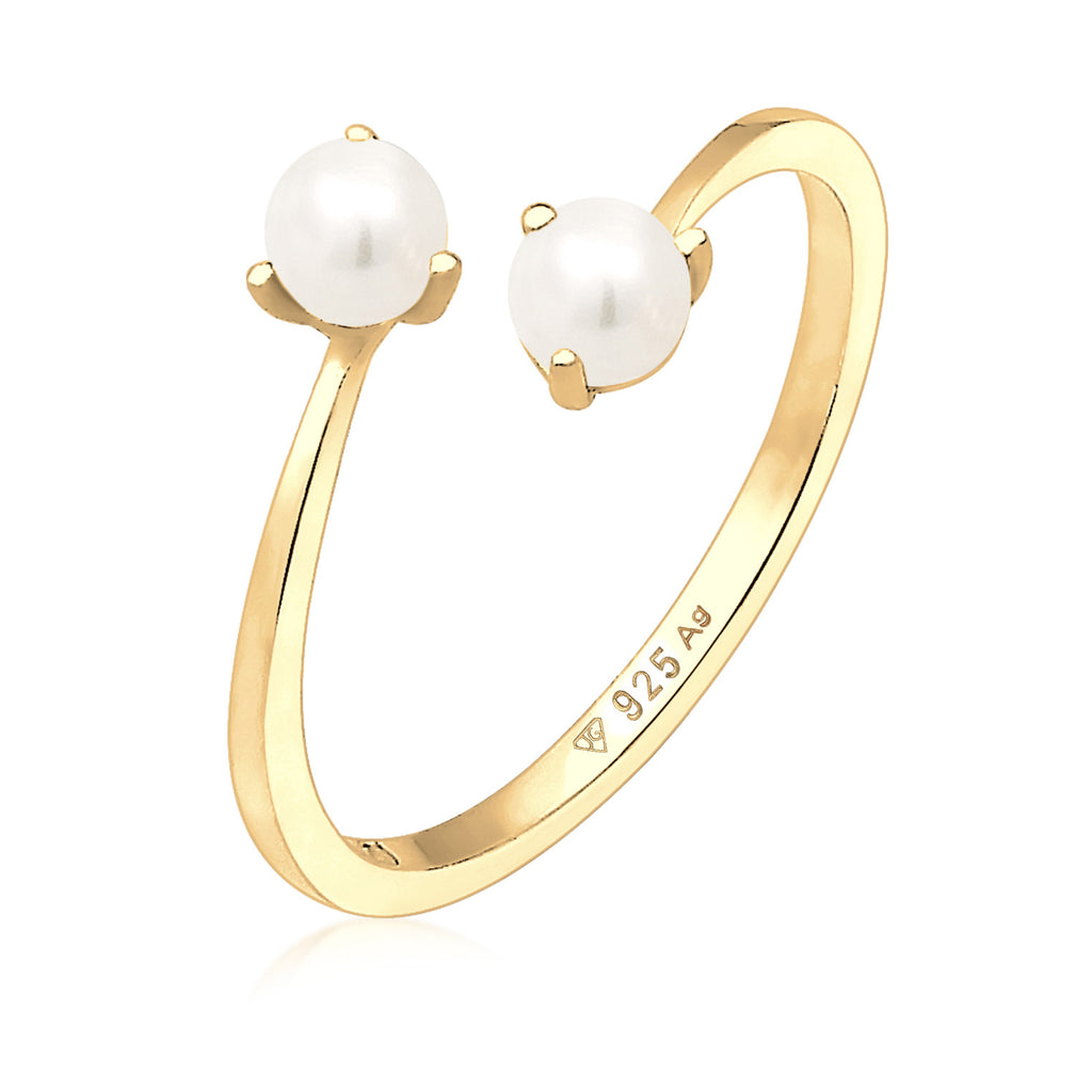 Gold - Elli | Ring | Süßwasserperle | 925er Sterling Silber Vergoldet