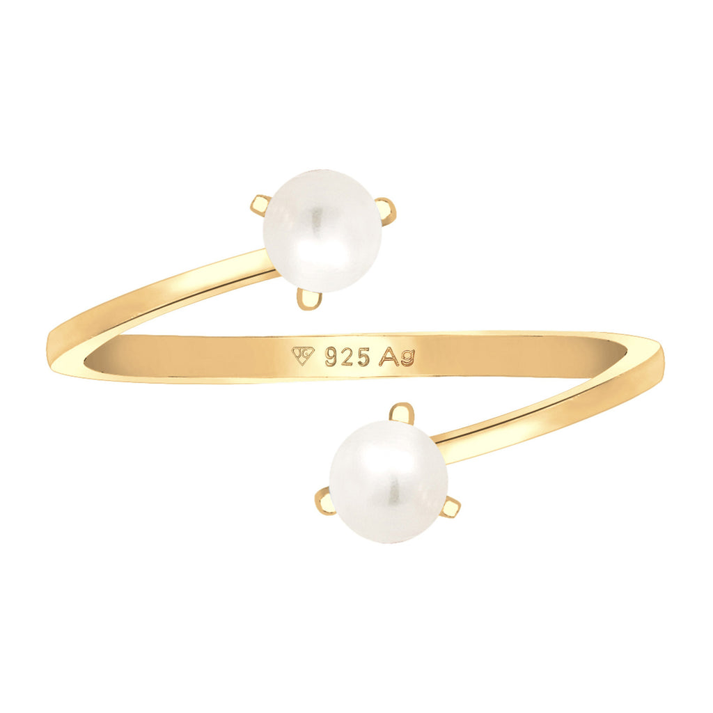 Gold - Elli | Ring | Süßwasserperle | 925er Sterling Silber Vergoldet