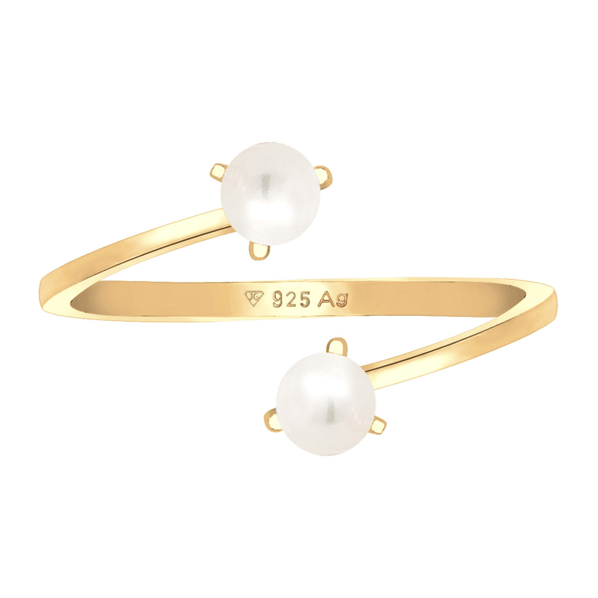 Gold - Elli | Ring | Süßwasserperle | 925er Sterling Silber Vergoldet