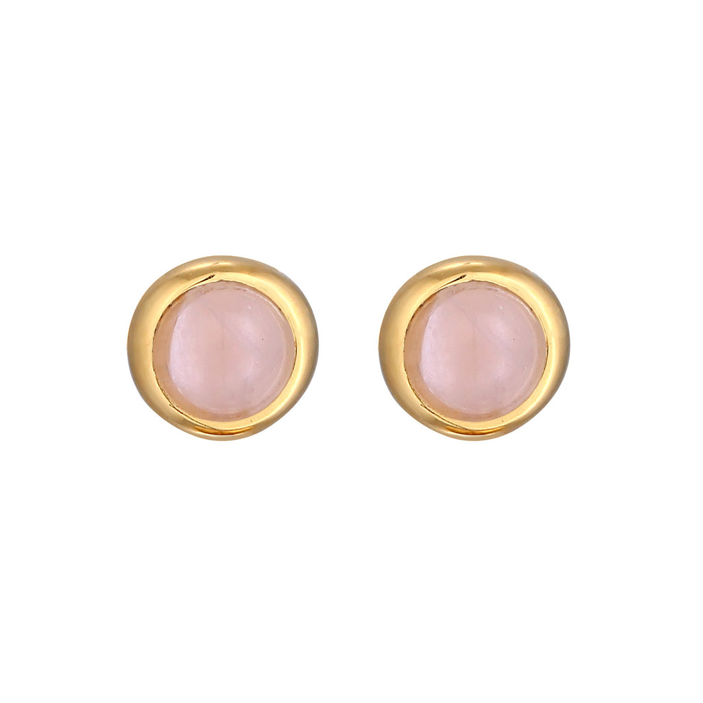 Gold - Elli PREMIUM | Ohrstecker Solitär | Quarz (Rosa) | 375er Gelbgoold