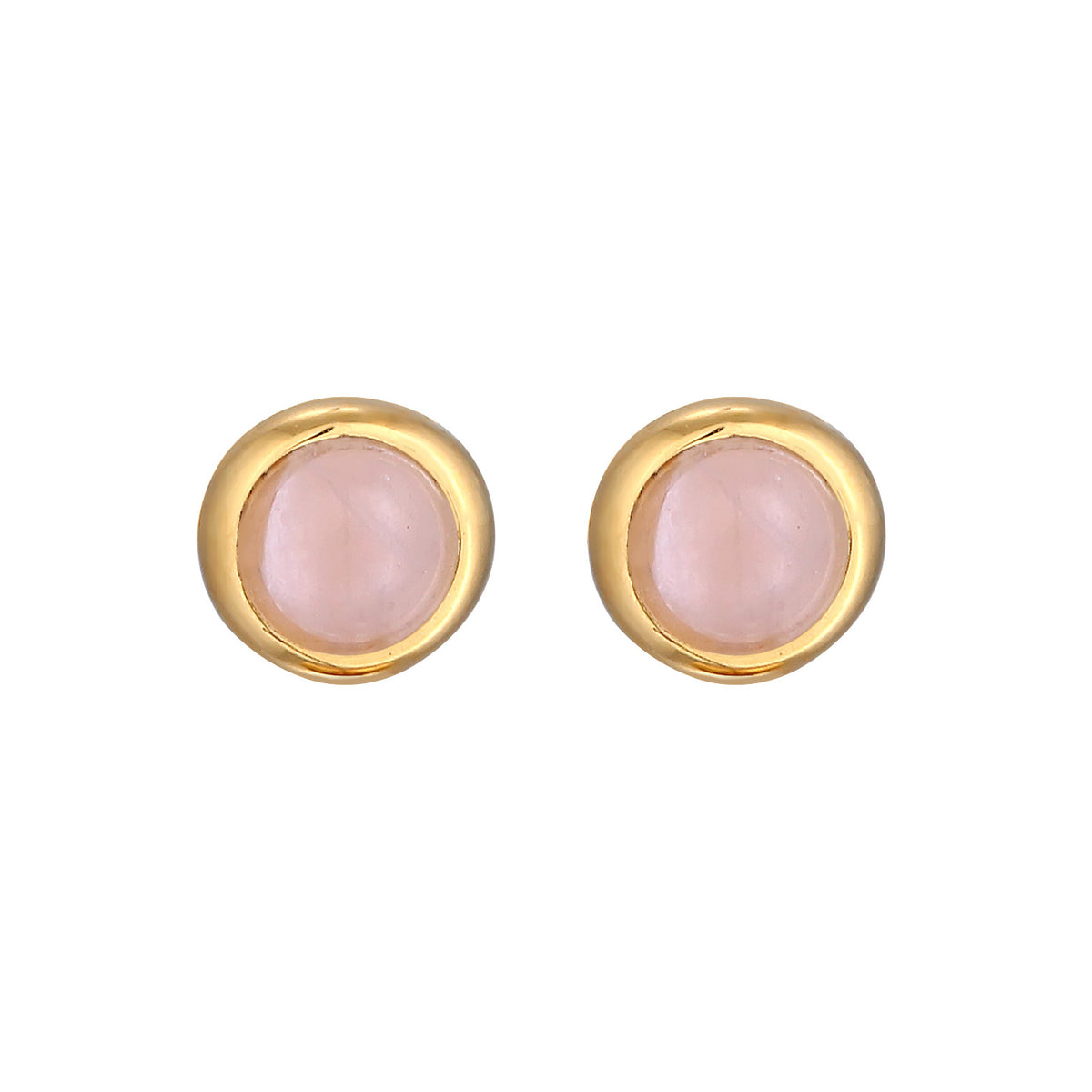 Gold - Elli PREMIUM | Ohrstecker Solitär | Quarz (Rosa) | 375er Gelbgoold