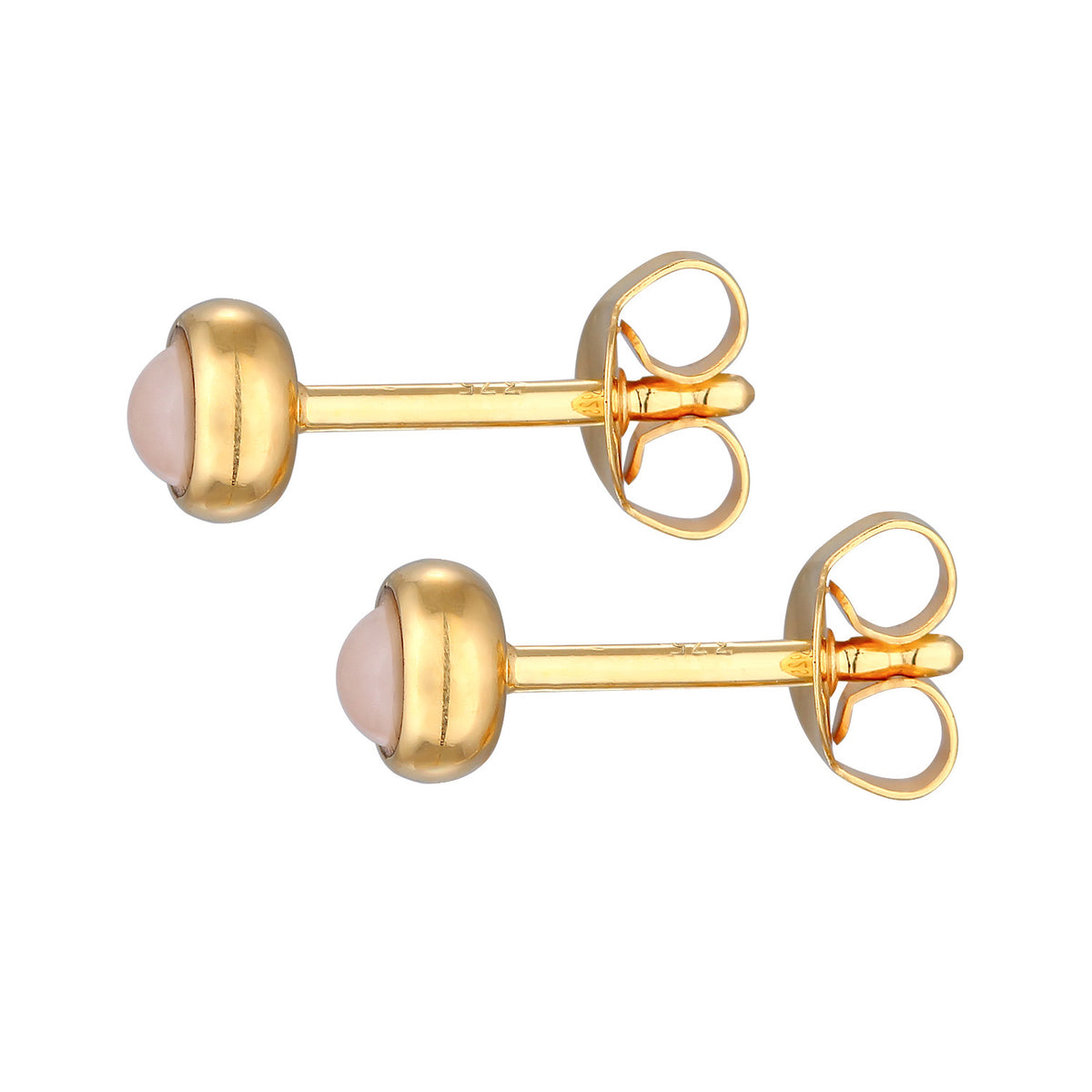 Gold - Elli PREMIUM | Ohrstecker Solitär | Quarz (Rosa) | 375er Gelbgoold