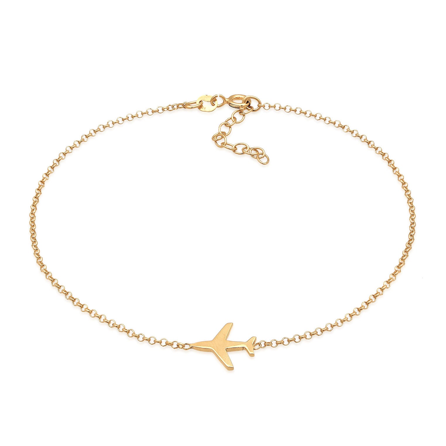 Gold - Elli | Fußkettchen Flugzeug Symbol | 925er Sterling Silber