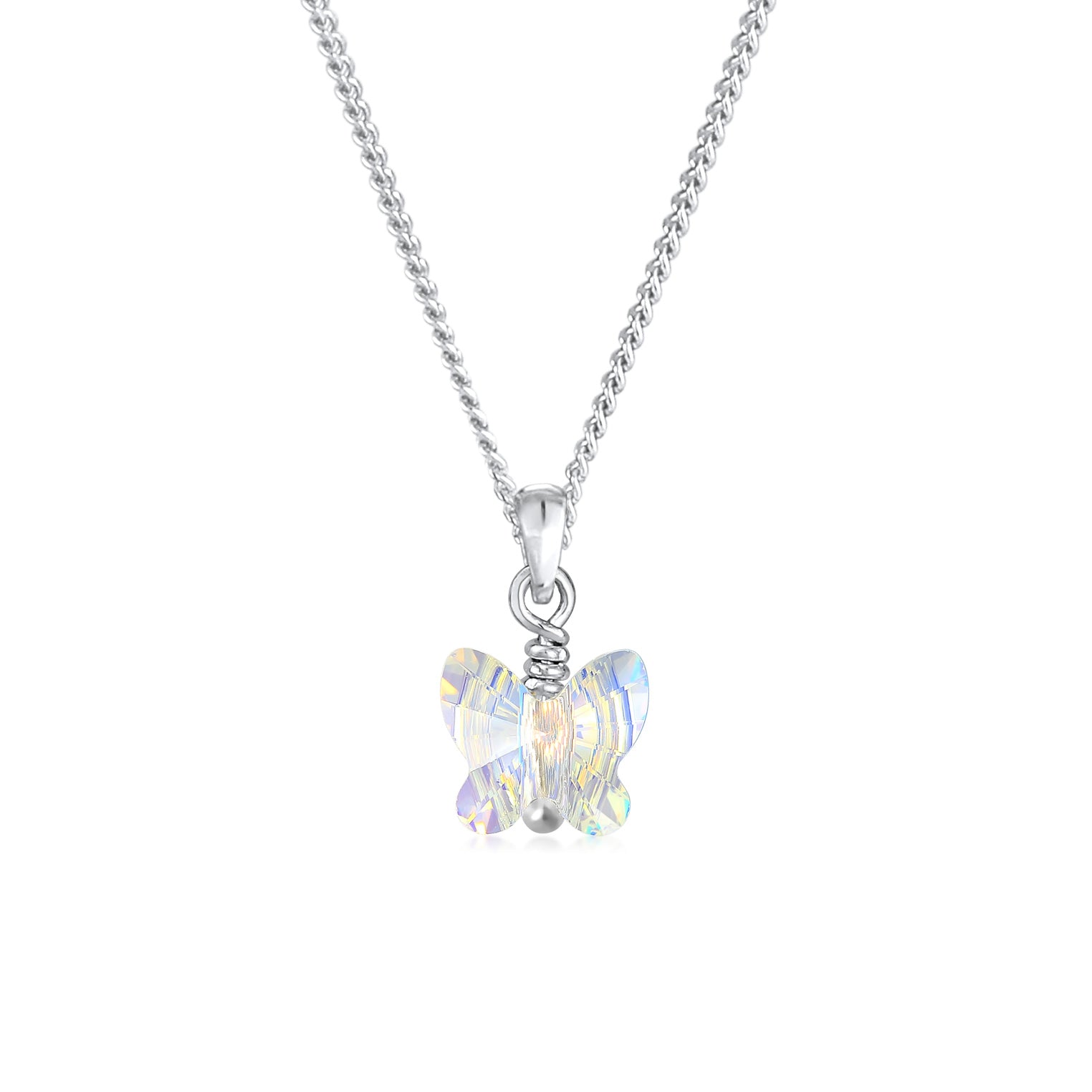 Silber - Elli | Halskette Schmetterling | Kristall (Weiß) | 925er Sterling Silber