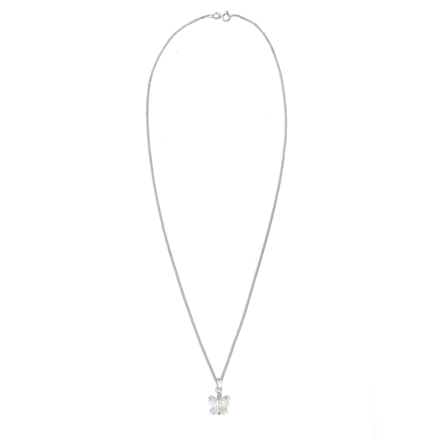 Silber - Elli | Halskette Schmetterling | Kristall (Weiß) | 925er Sterling Silber