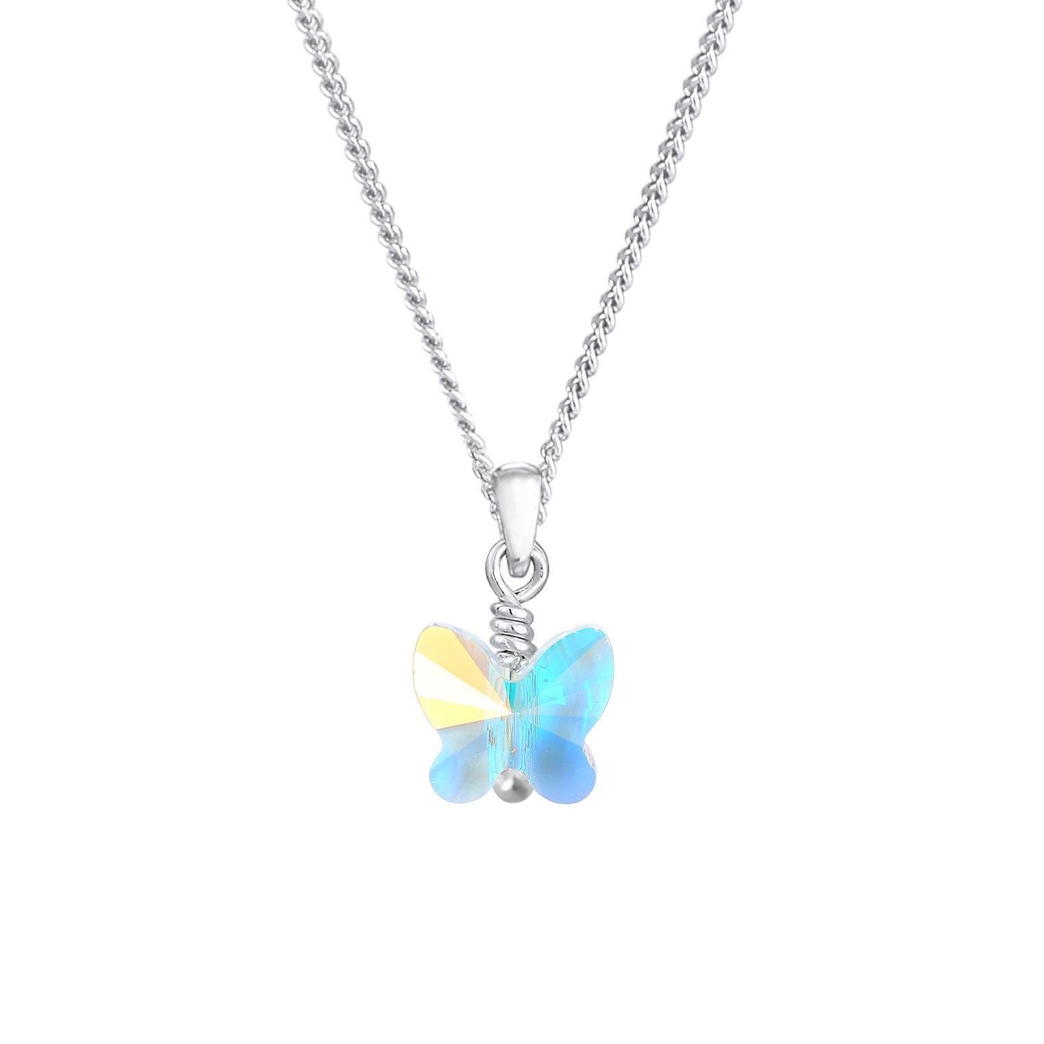 Silber - Elli | Halskette Schmetterling | Kristall (Weiß) | 925er Sterling Silber