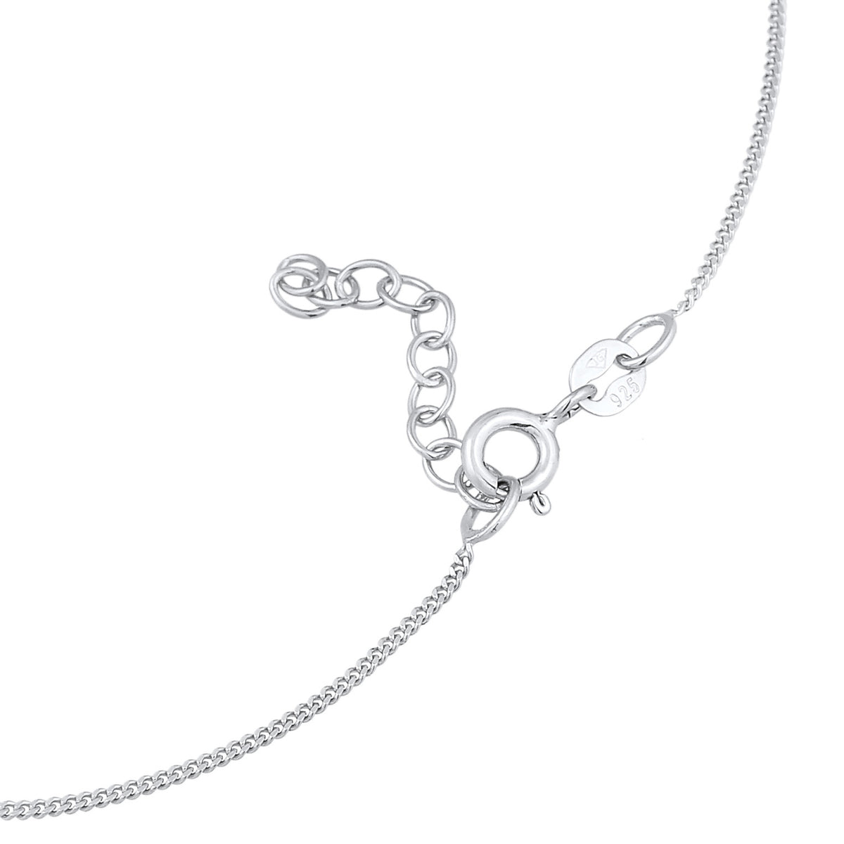 Silber - Elli | Fußkettchen Solitär Anhänger | Mondstein (Weiß) | 925er Sterling Silber