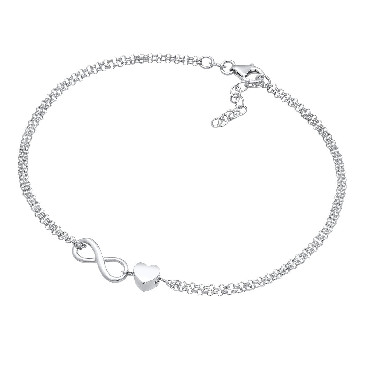 Silber - Elli | Fußkettchen Herz Unendlichkeit | 925er Sterling Silber