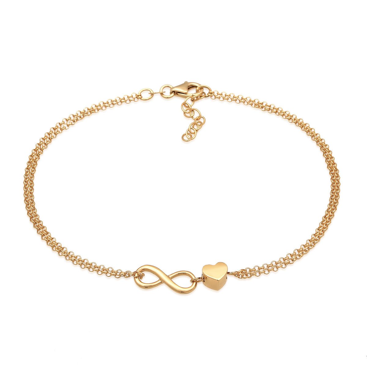 Gold - Elli | Fußkettchen Herz Unendlichkeit | 925er Sterling Silber