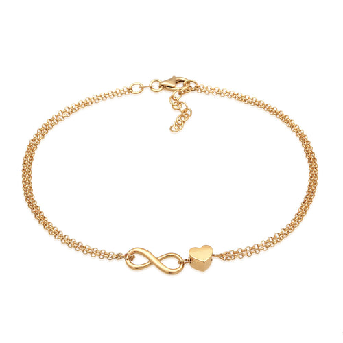 Gold - Elli | Fußkettchen Herz Unendlichkeit | 925er Sterling Silber