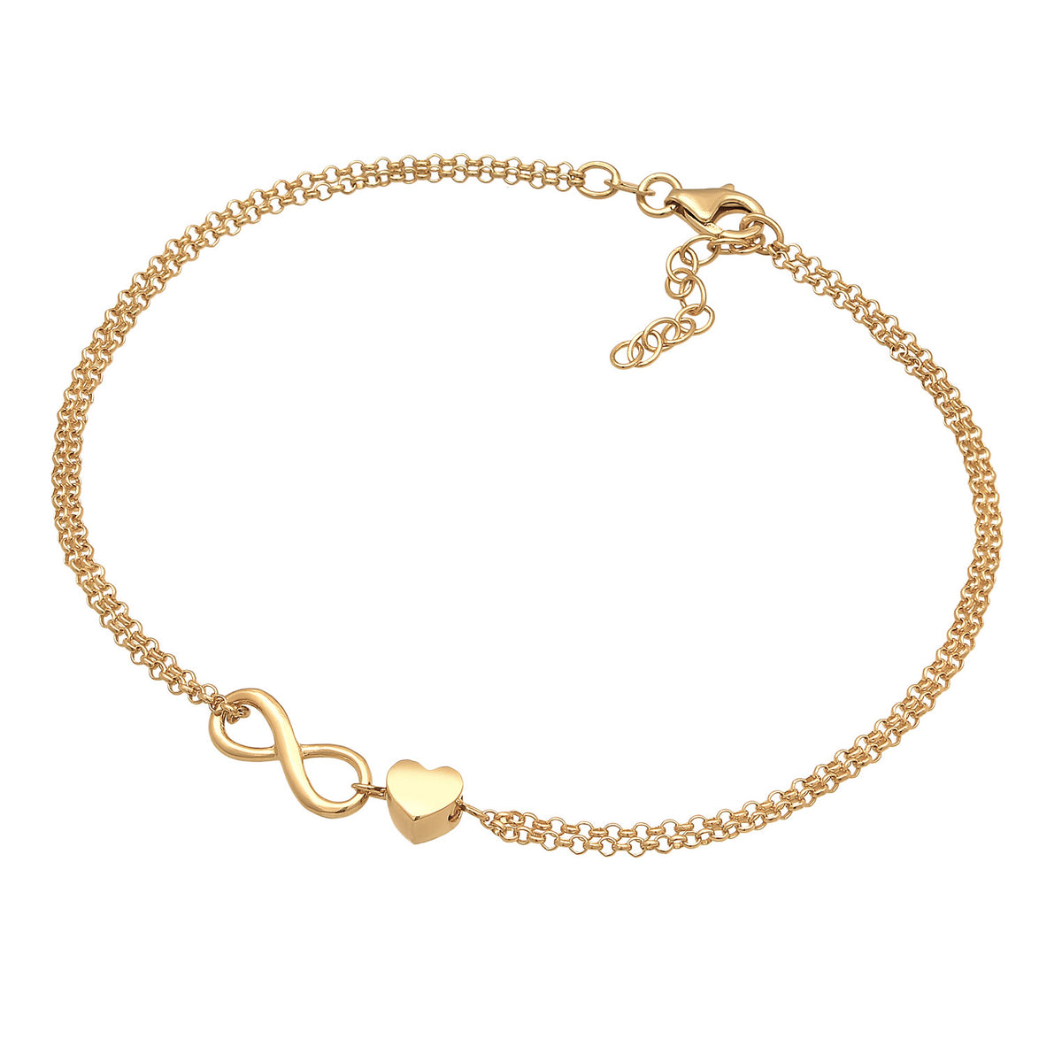 Gold - Elli | Fußkettchen Herz Unendlichkeit | 925er Sterling Silber