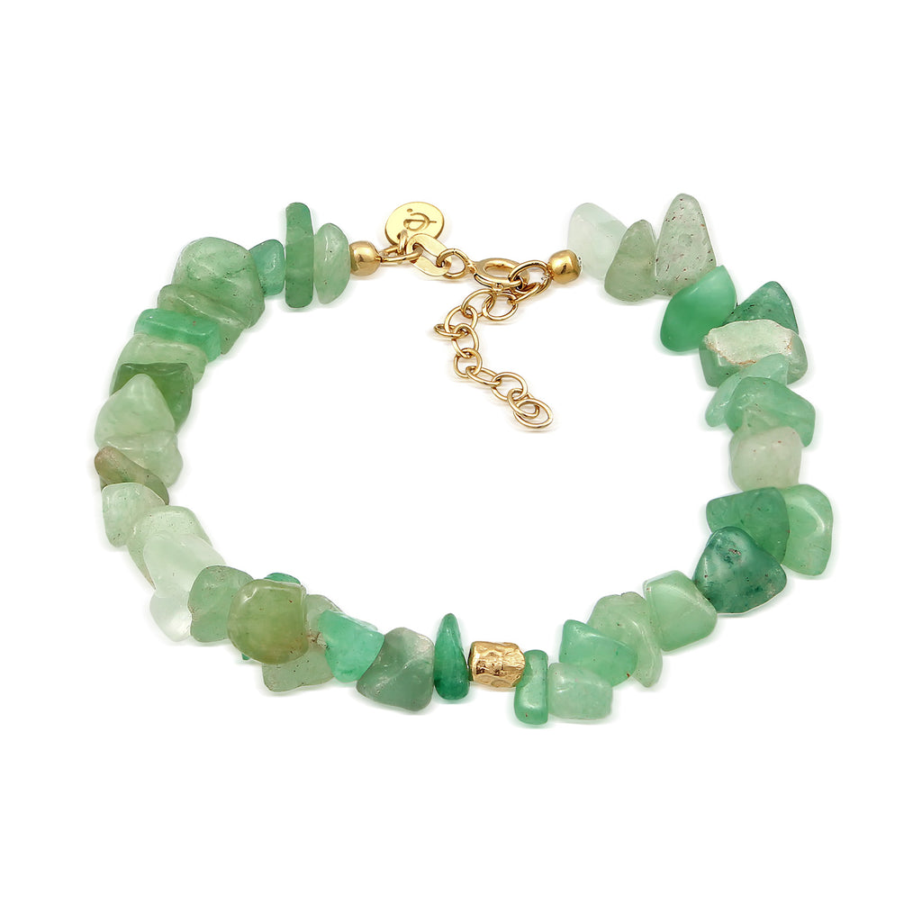 Gold - Elli PREMIUM | Armband Naturstein | Aventurin (Grün) | 925er Sterling Silber