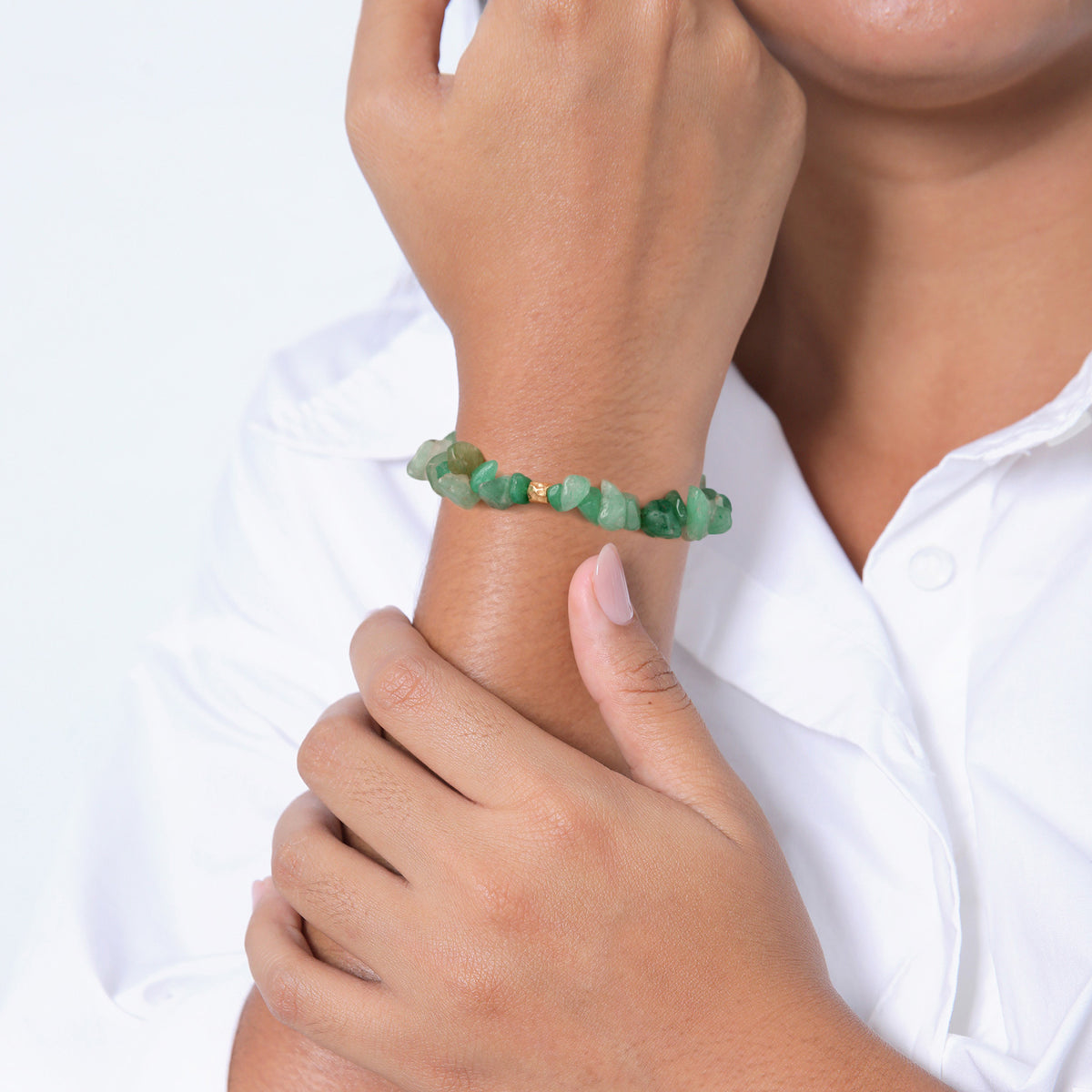 Gold - Elli PREMIUM | Armband Naturstein | Aventurin (Grün) | 925er Sterling Silber