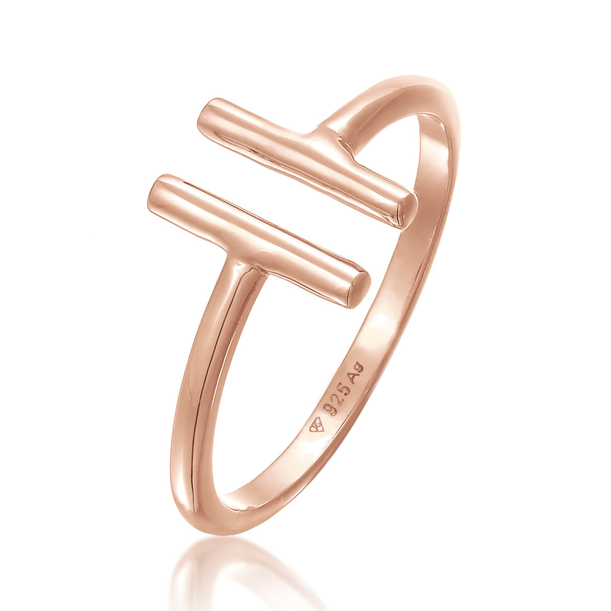 Roségold - Elli | Ring Offen Geo | 925er Sterling Silber Rosévergoldet