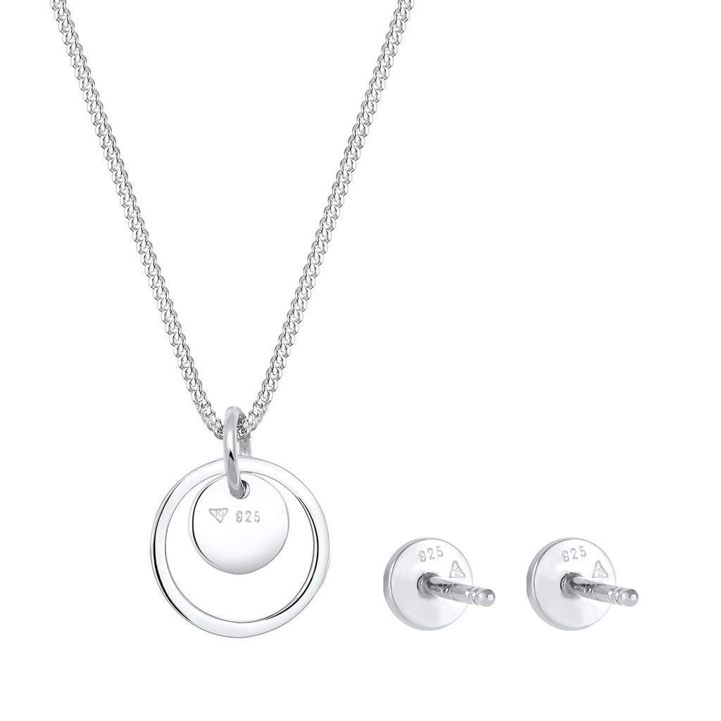 Silber - Elli | Schmuckset Plättchen Kreis | 925er Sterling Silber