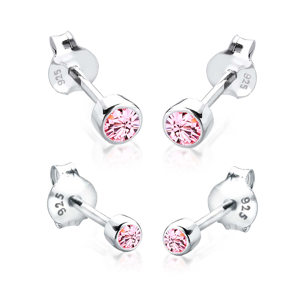 Silber - Elli | Ohrringset Basic | Mit Kristallen von Swarovski® (Rosa) | 925er Sterling Silber