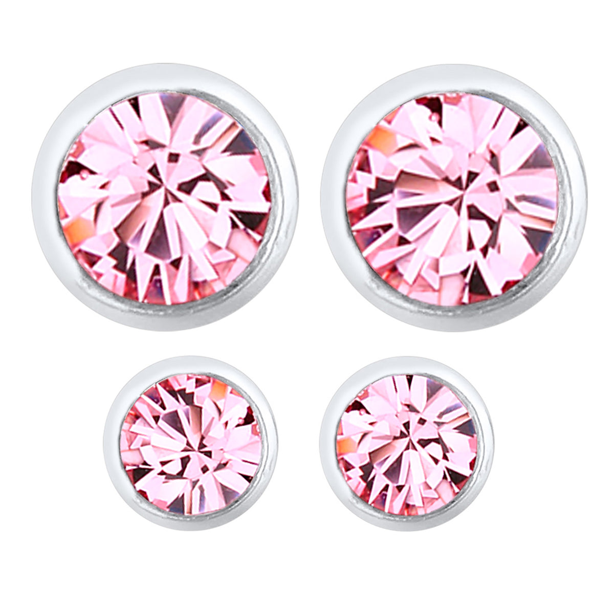 Silber - Elli | Ohrringset Basic | Mit Kristallen von Swarovski® (Rosa) | 925er Sterling Silber