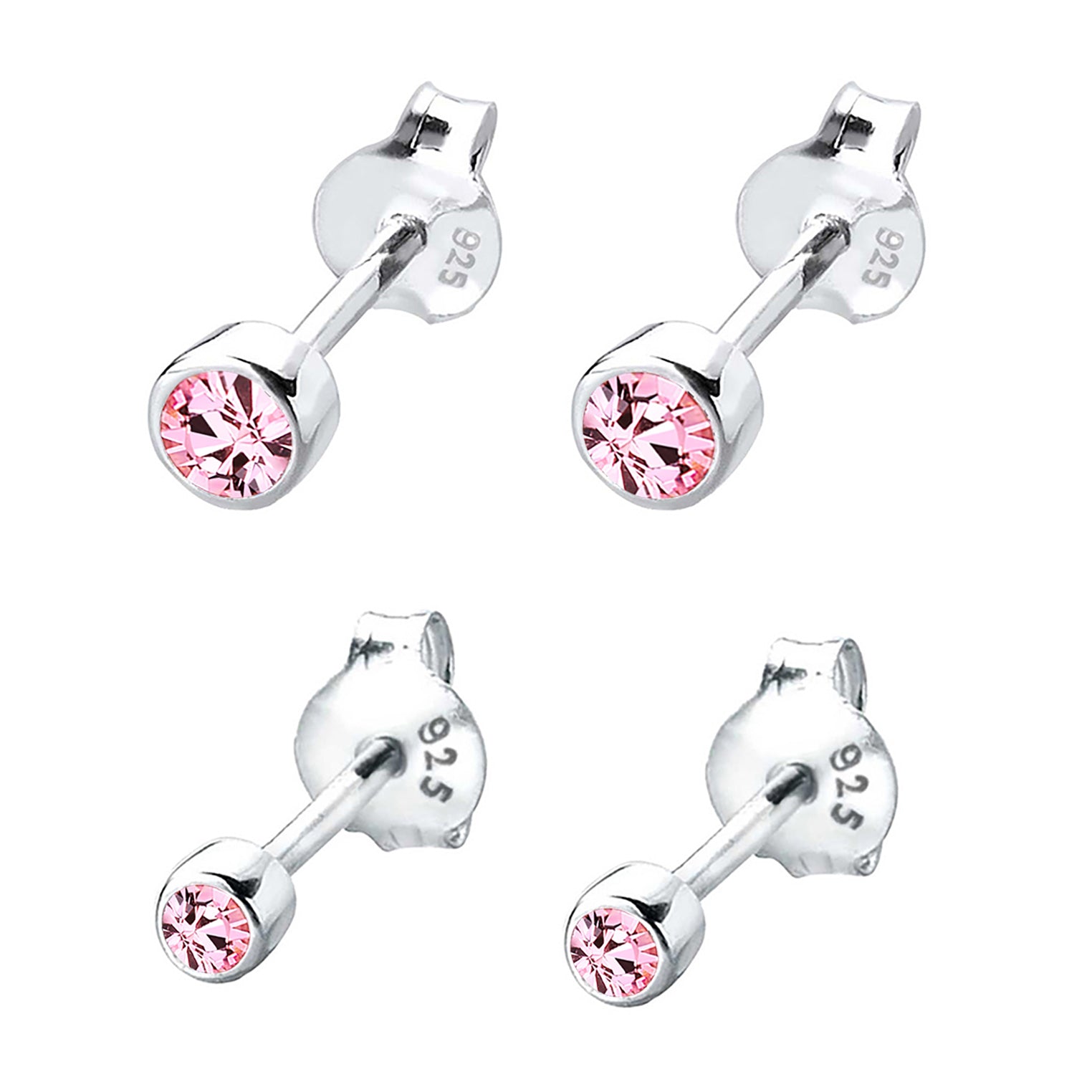 Pink - Elli | Ohrringset Basic | Kristall (Rosa) | 925er Sterling Silber