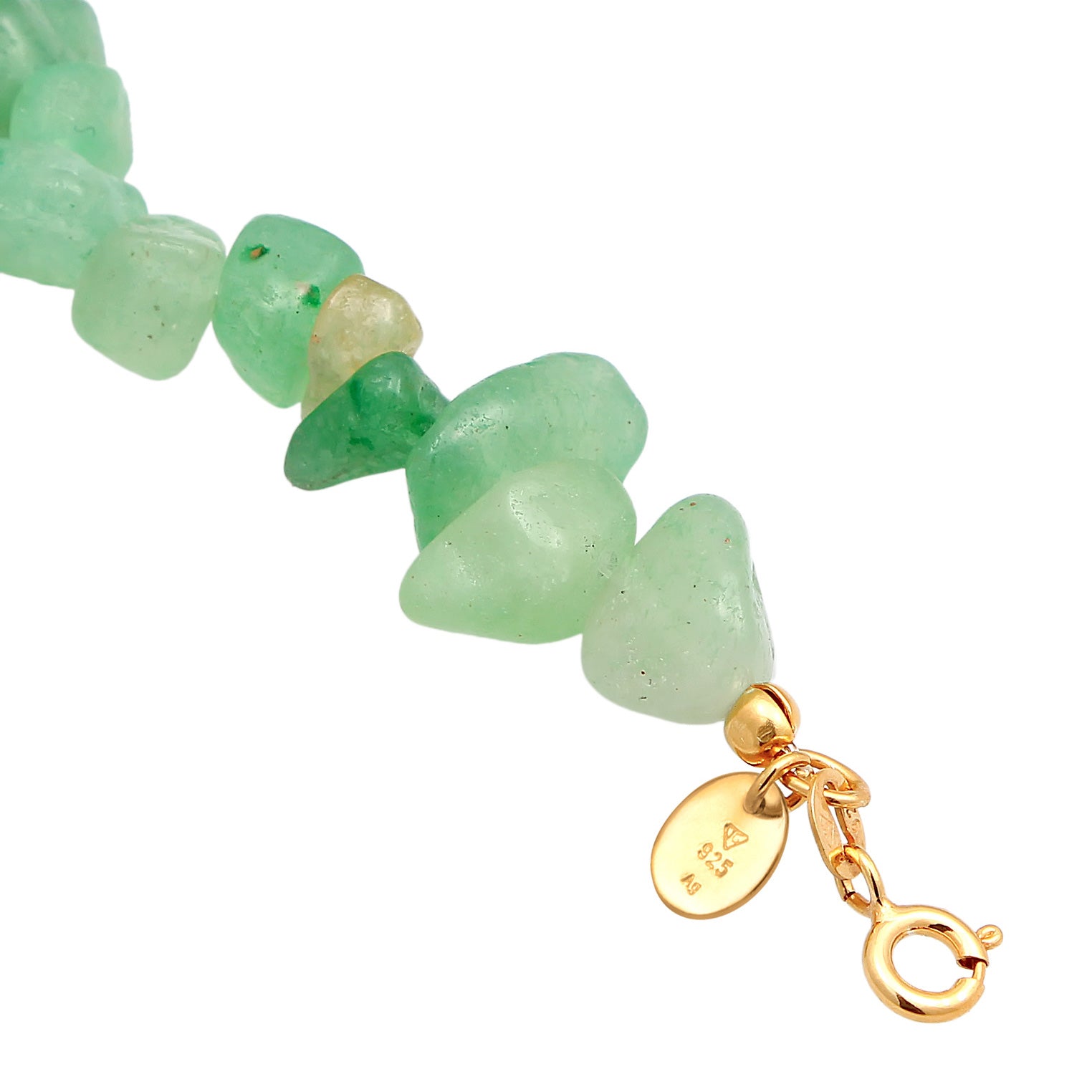 Gold - Elli PREMIUM | Fußkettchen Beads | Aventurin Steine (Grün) | 925er Sterling Silber Vergoldet