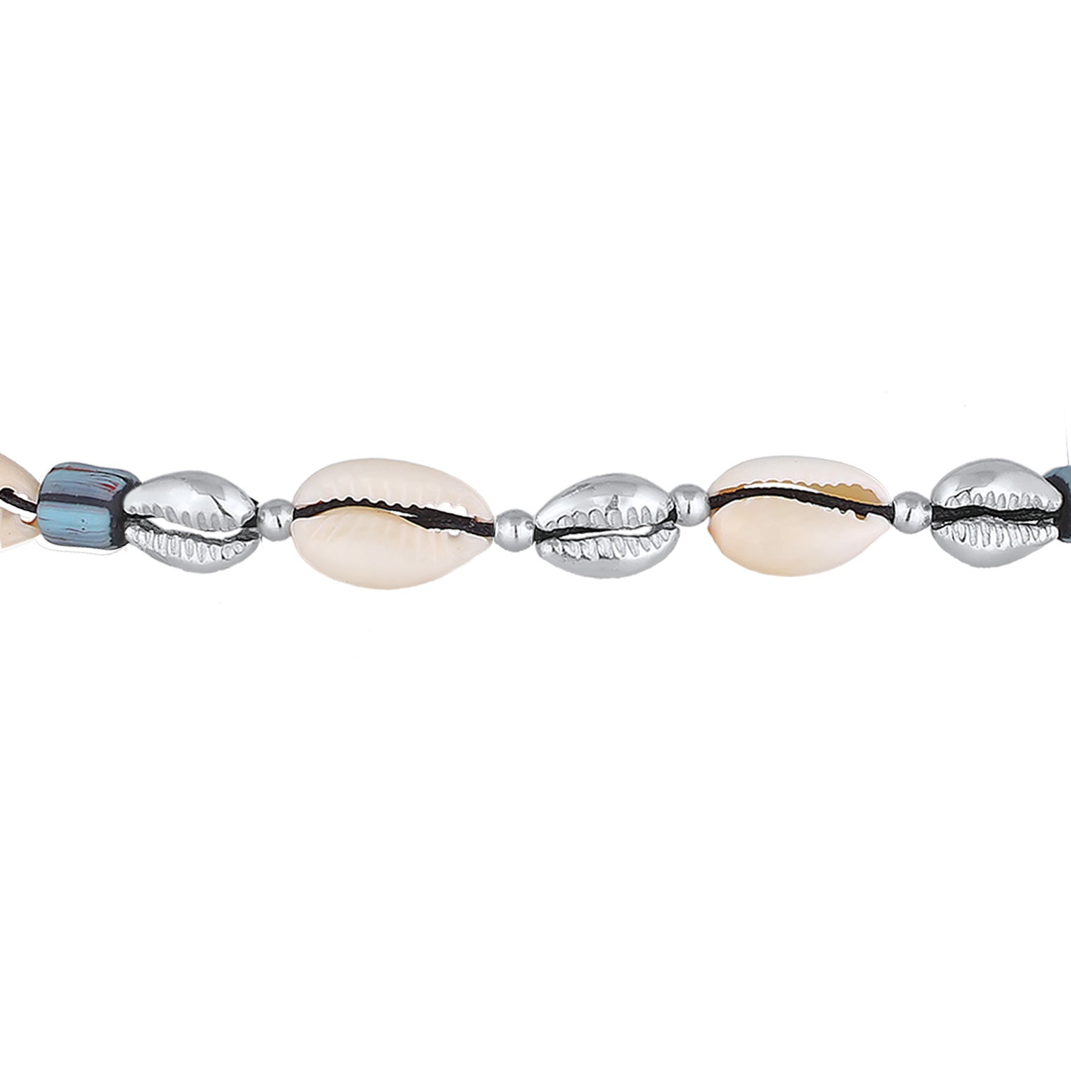 Silber - Elli | Choker Glas Beads | Kauri Muscheln | 925er Sterling Silber