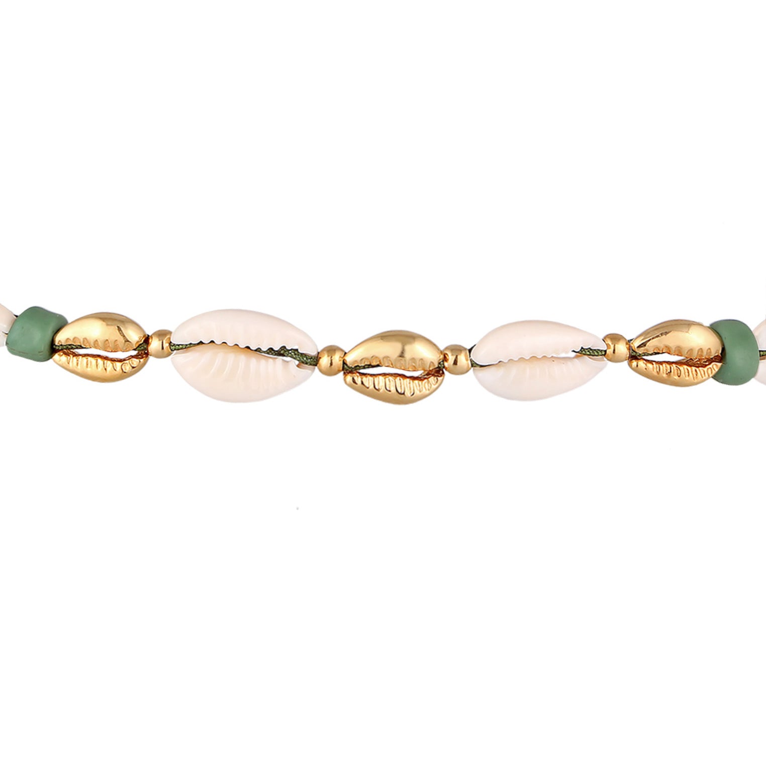 Gold - Elli | Choker Glas Beads | Kauri Muscheln | 925er Sterling Silber