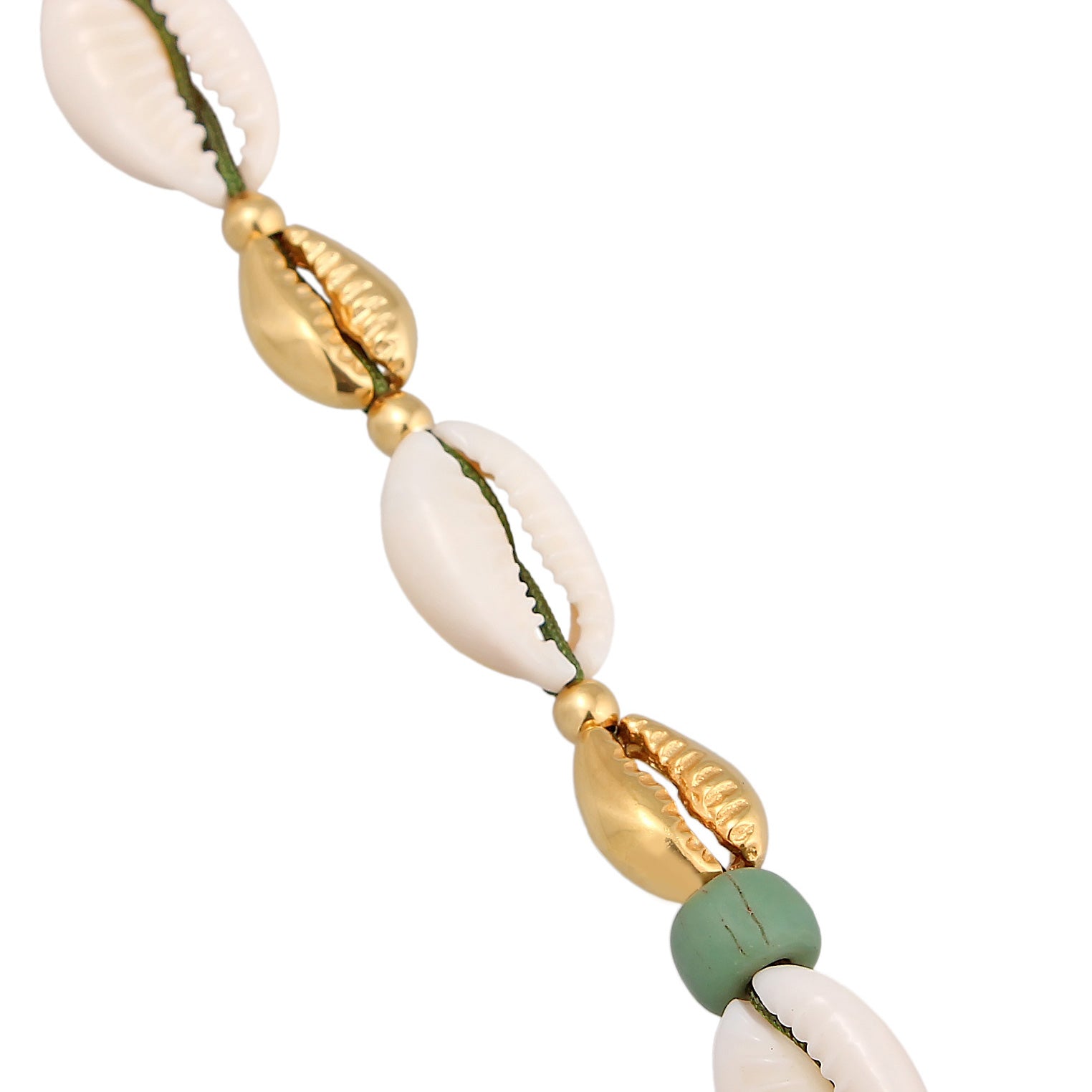 Gold - Elli | Choker Glas Beads | Kauri Muscheln | 925er Sterling Silber