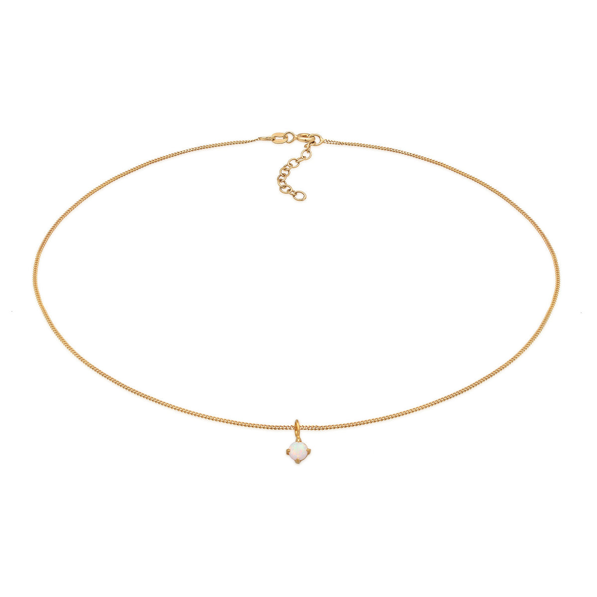 Gold - Elli | Choker Solitär | Opal (Weiß) | 925er Sterling Silber Vergoldet