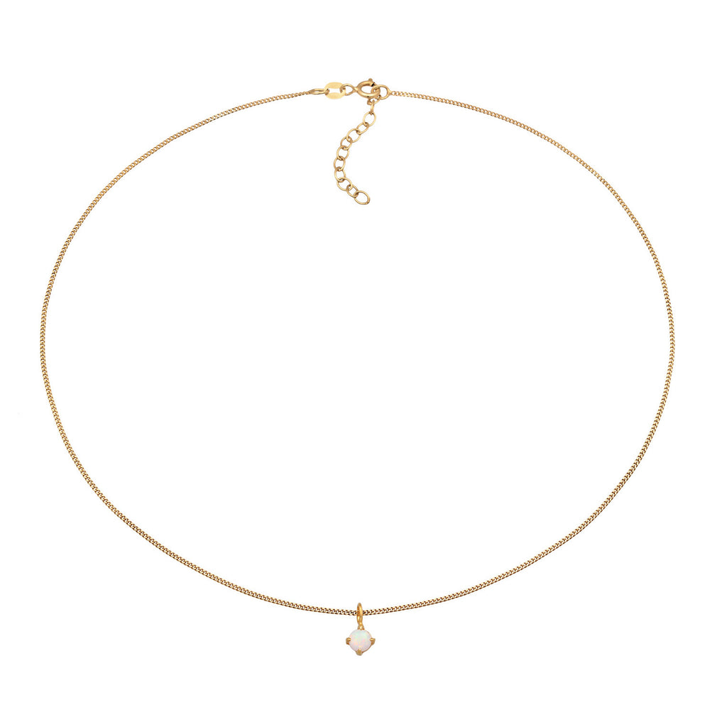 Gold - Elli | Choker Solitär | Opal (Weiß) | 925er Sterling Silber Vergoldet