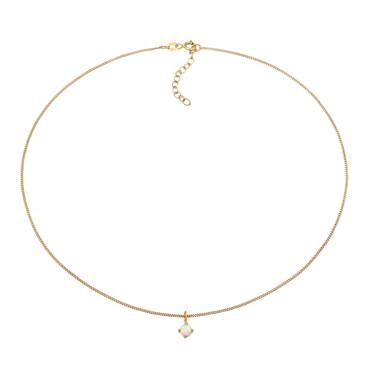 Gold - Elli | Choker Solitär | Opal (Weiß) | 925er Sterling Silber Vergoldet