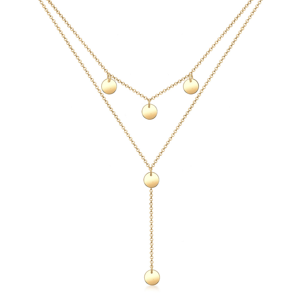 Gold - Elli | Y-Halskette Geo | 925er Sterling Silber Vergoldet