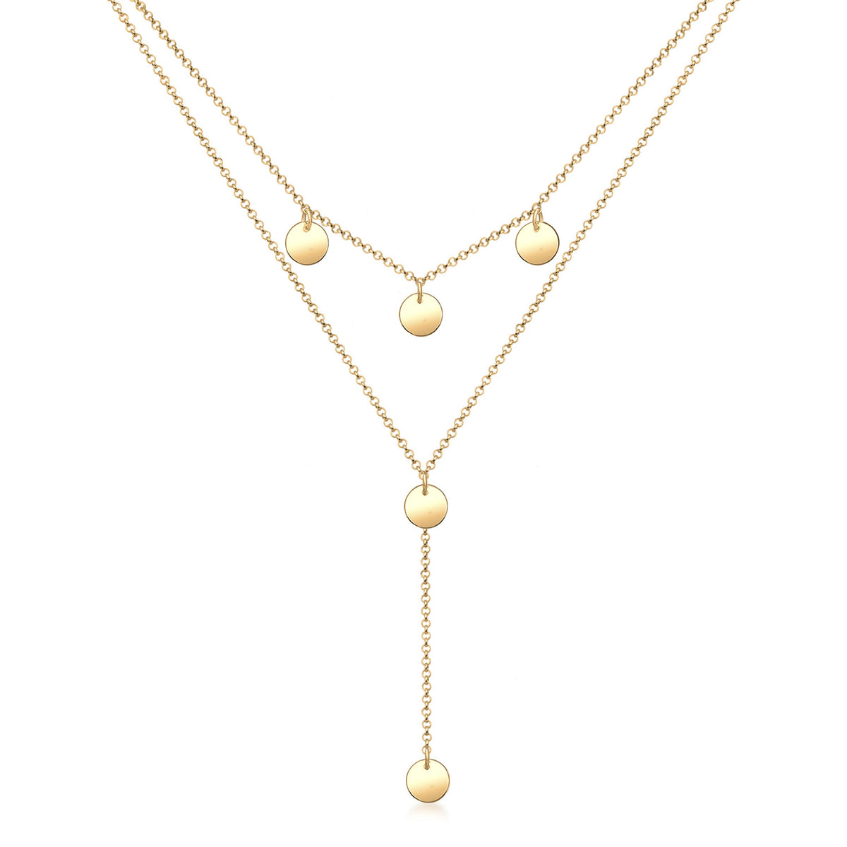 Gold - Elli | Y-Halskette Geo | 925er Sterling Silber Vergoldet