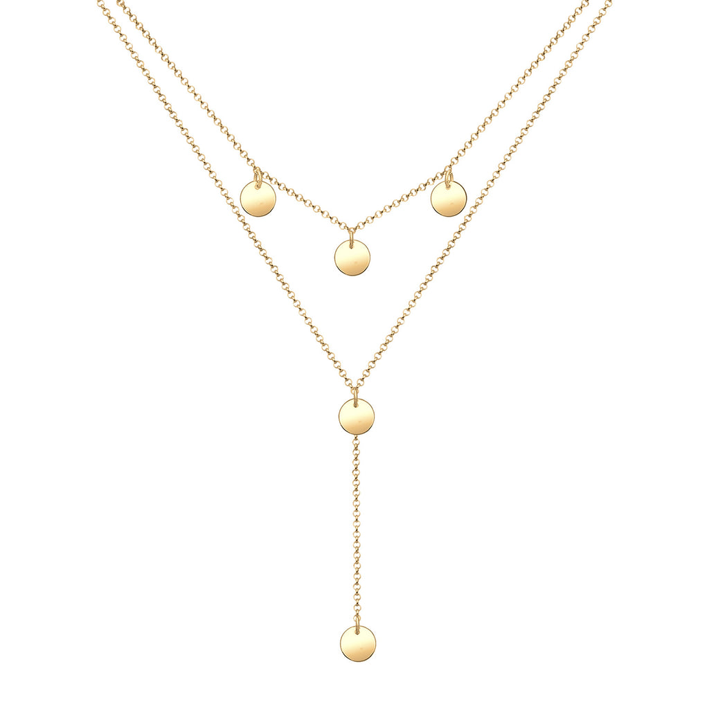 Gold - Elli | Y-Halskette Geo | 925er Sterling Silber Vergoldet