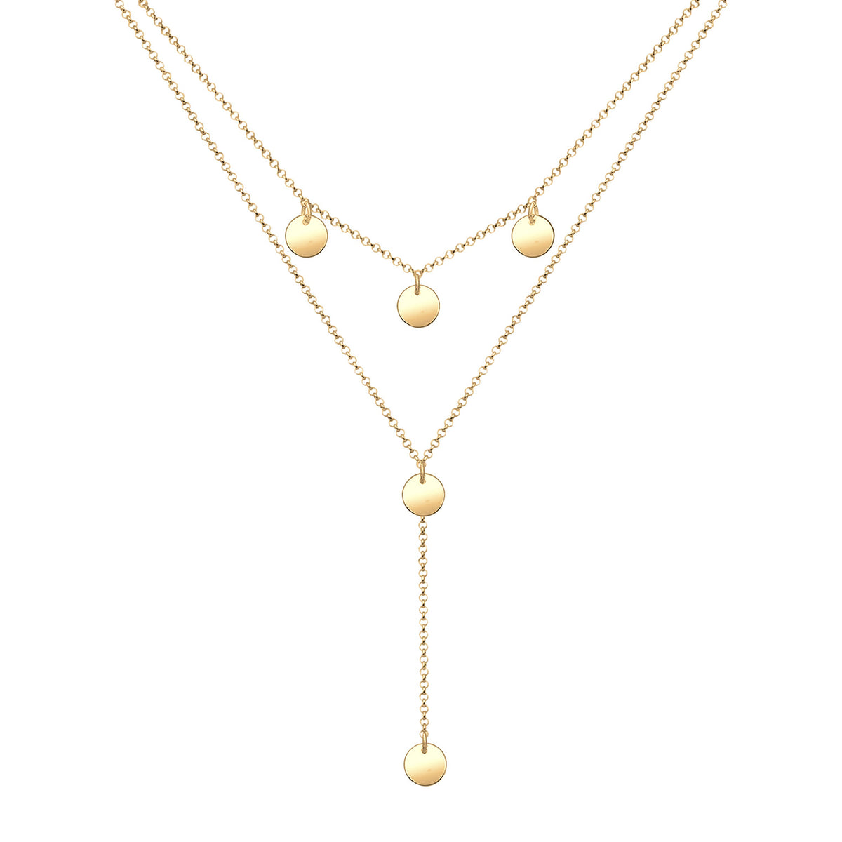 Gold - Elli | Y-Halskette Geo | 925er Sterling Silber Vergoldet